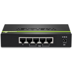 TRENDnet TPE-TG50g 5-Port Unmanaged Gigabit Ethernet PoE+ Switch, 31W PoE budget